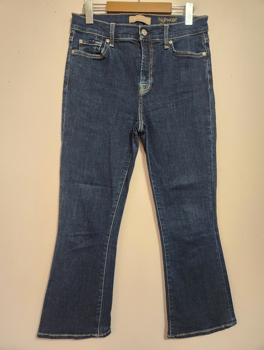 7 For All Mankind b(air) Highwaist Slim Kick Jeans Dark Wash Size 29 Minimalist